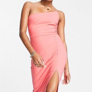 Petite Vesper Asymmetric Coral Dress